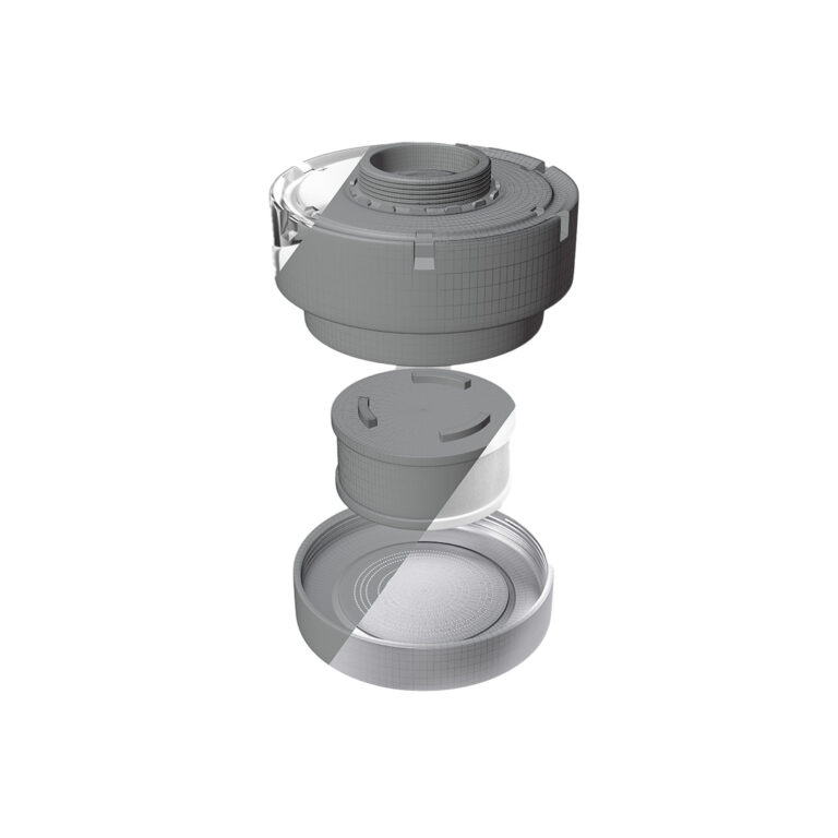 Hydrofilter Frontansicht als Technikgrafik