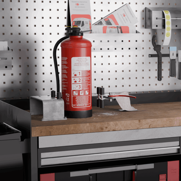 Feuerlöscher und Werkbank Innenraum Sprinter 3D